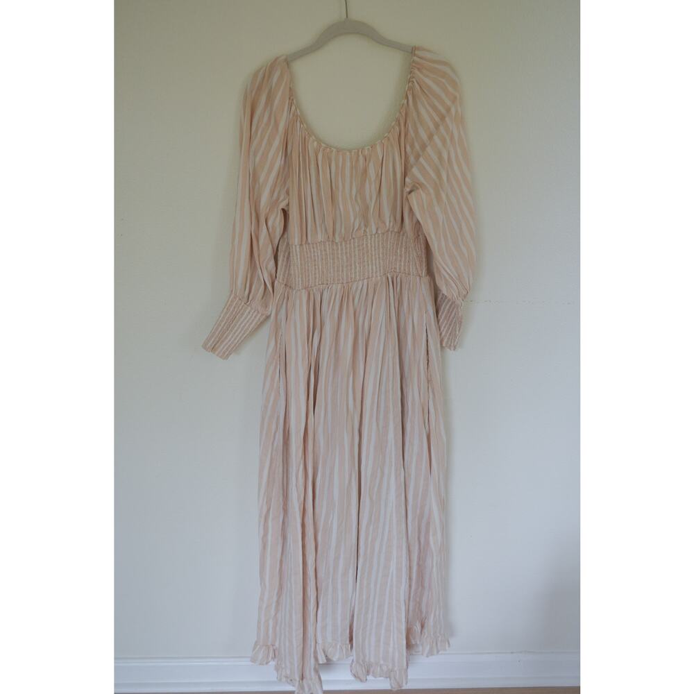 Anthropologie Cream Stripe Puff-Sleeve Mini Dress - Picture 9 of 9